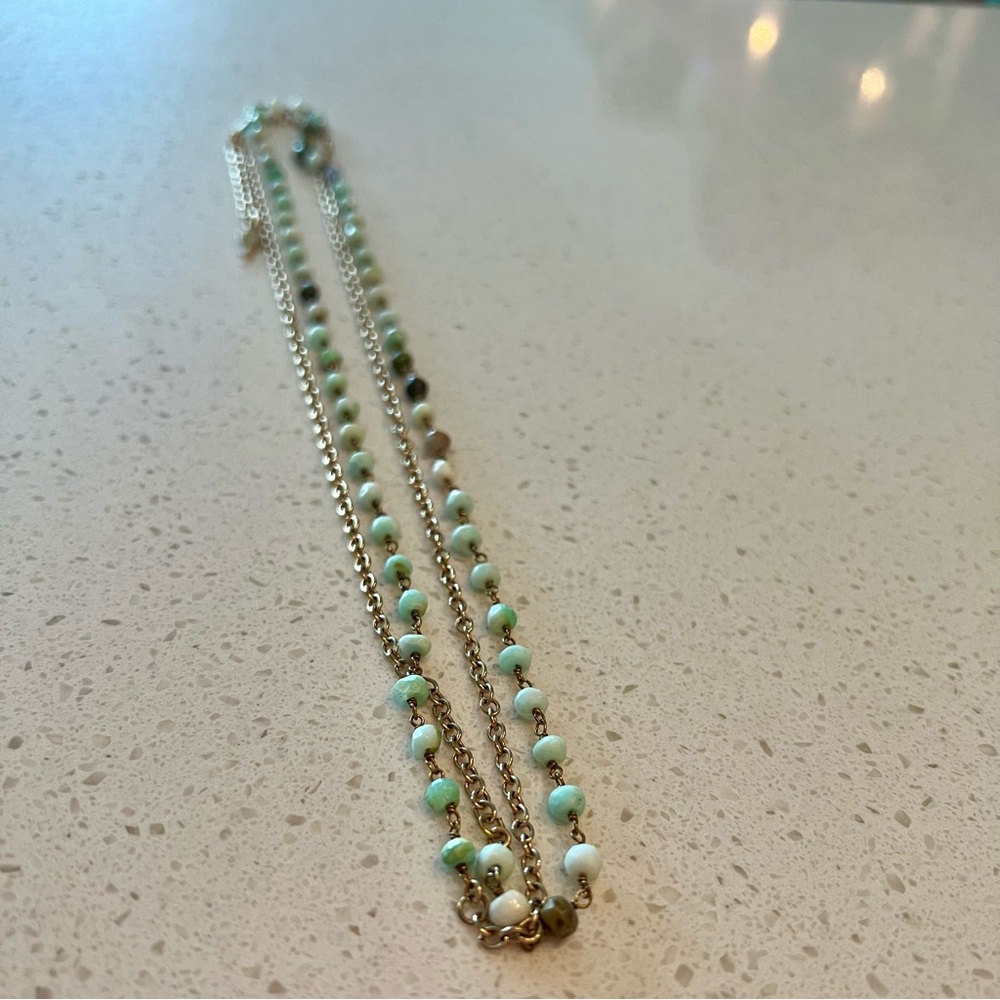 Stone Rosary Chain, Natural Opal Beaded, Wire Wrapped Gemstone Necklace